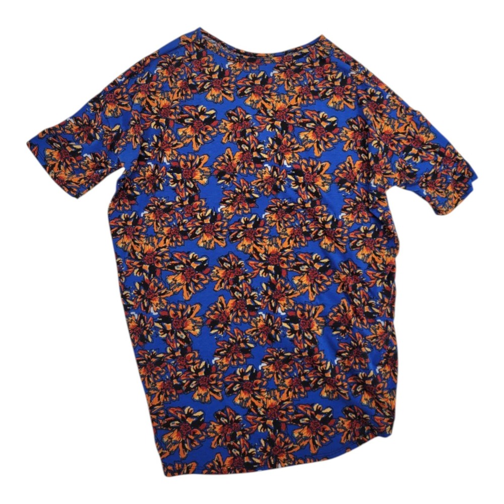 LuLaRoe 2XL Women's Short Sleeve Scoop Neck High Low Black Orange Blue Floral